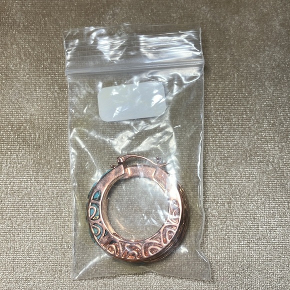 Rose gold and teal hoops - Picture 3 of 3